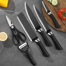 Kit facas de cozinha/Churrasco Profissional Antiaderente 6 Peças Preto