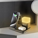 6 em 1 Carregador sem fio para celular de 15 W com funções de luz noturna de mesa e despertador