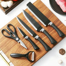 Kit facas de cozinha/Churrasco Profissional Antiaderente 6 Peças Preto